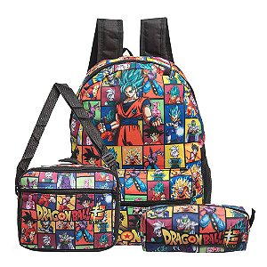Kit Mochila Escolar Infantil Dragon Ball Z Lancheira+Estojo