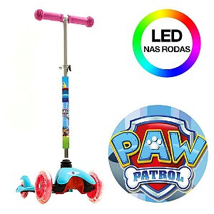 Patinete Patrulha Canina Azul de 3 Rodas com Led