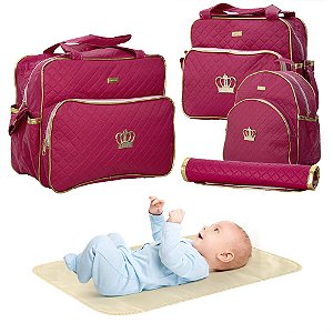 Kit Bolsa Maternidade Grande Bebê Natura Impermeável Pink