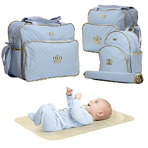 Kit Bolsa Maternidade Menina Mochila Azul P/ Mamãe Promoção
