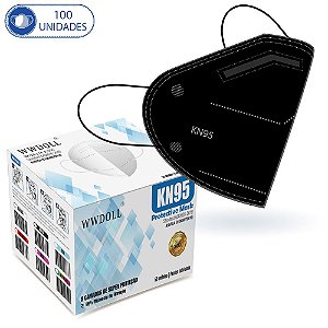 100 Unidades de Máscaras KN95 Descartáveis Pretas com Filtro