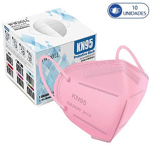 10 Máscaras KN95 Descartáveis Rosa WWDoll com Filtro Clipe p