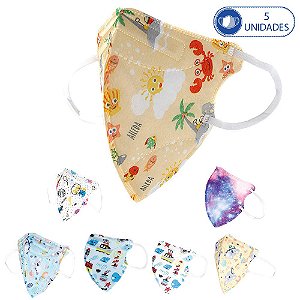 5Un Máscaras Descartáveis p Crianças KN95 Aileda Estampas