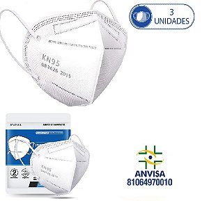 3 Máscaras Respiratórias KN95 PFF2 WWDoll 5 Camadas Branca