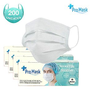Kit Mascara Descartavel Branca Pro Mask 200Unidades Promoção