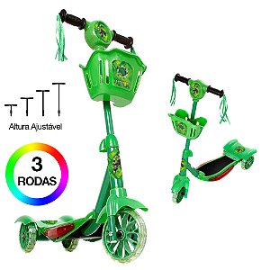 Brinquedo Patinete Infantil Hulk 3 Rodas Com Luz E Som