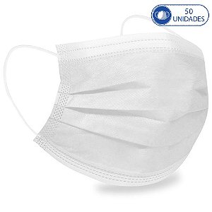 50 Máscaras Cirúrgicas Infantis Branca Descartável Tripla Ca