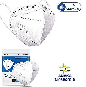 10 Máscaras Respiratórias KN95 PFF2 WWDoll 5 Camadas Branca