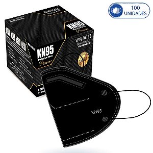 Caixa com 100 Unidades de Máscaras Kn95 Premium Pretas WWDol