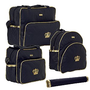 Conjunto Bolsa de Bebê Plike Baby Azul Marinho Porta Enxoval