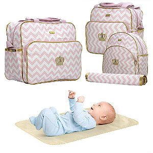 Mochila Maternidade Bolsa Mamãe Bebê Multifunção Luxo Rosa