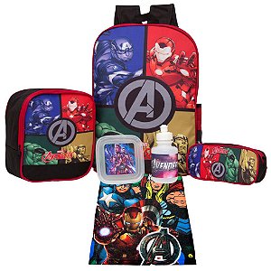 Kit Mochila Masculina Costa Vingadores com Lancheira 6 Itens