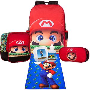 Mochila Masculina Infantil Super Mario Costas com Acessórios