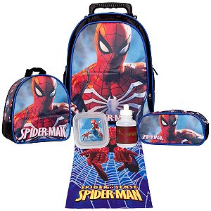Mochila Masculina Homem Aranha Rodinhas Escolar e Acessórios