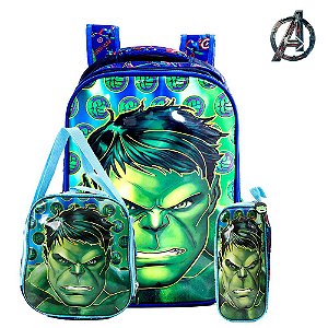 Mochila Infantil Escolar de Costas 3D Hulk