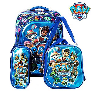 Kit Mochila 3d Escolar Infantil Patrulha Canina De Costas