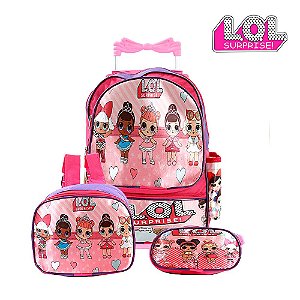 Kit Mochila Infantil Escolar Lol Surprise Com Rodinhas