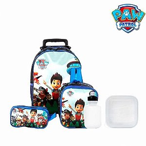 Kit Mochila Escolar Infantil Patrulha Canina Com Rodinha