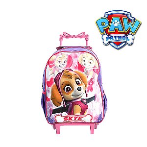 Mochila Escolar Infantil Rosa Patrulha Canina Skye Com R