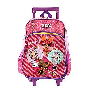 Mochila Escolar Infantil Lol Surprise Glitter de Rodinha
