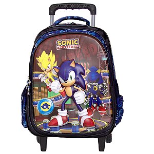 Kit Mochila Infantil Escolar Sonic Com Rodinha