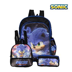 Mochila Infantil Sonic Runner Filme Costas Lancheira+Estojo - USA Magazine