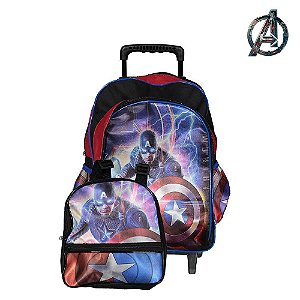 Mochila Infantil Escolar Capitão América Marvel Com Rodinha