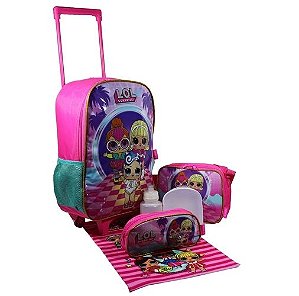 Kit Mochila Lol Infantil Feminina Rodinhas + Squezee + Potin