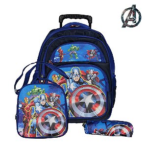 Kit Mochila Escolar Infantil Capitão América Vingadores