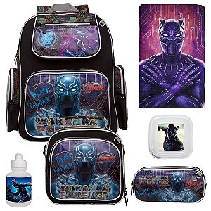 Mochila Masculina Costa Pantera Negra com Lancheira 6 Itens