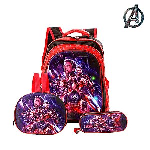Kit Mochila Escolar Infantil Avengers Marvel De Costas