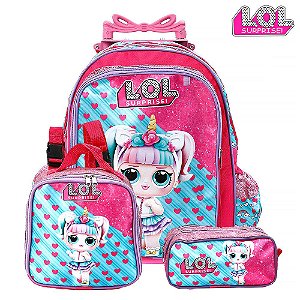Kit Mochila Escolar Infantil Lol Surprise Detalhes Em Glitte