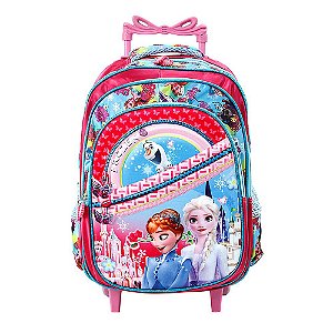 Mochila Escolar Infantil Frozen Elsa E Anna Disney C Rodinha