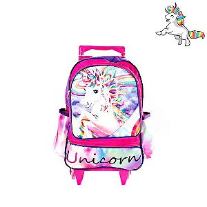Mochila Escolar Infantil Unicórnio Com Rodinha
