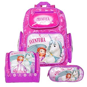 Mochila Menina Infantil Costa Princesa Sofia com Lancheira