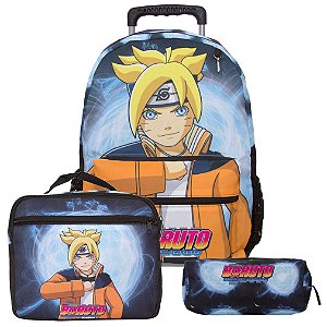 Kit Mochila Masculina Rodinha Boruto com Lancheira 3 Itens