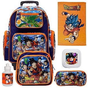 Mochila Masculina Escolar Dragon Ball de Rodinha + Brindes