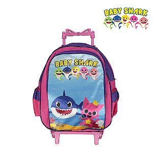 Mochila Escolar Infantil Baby Shark Com Rodinhas
