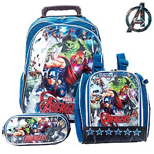 Kit Mochila Infantil Escolar Vingadores Marvel Com Rodinha