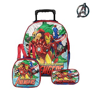 Kit Mochila Infantil Escolar Vingadores Marvel Com Rodinha