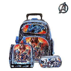 Kit Mochila Escolar Infantil Vingadores Ultimato Azul