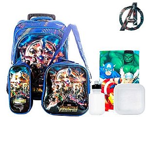 Kit Mochila Infantil Escolar Vingadores Com Rodinha