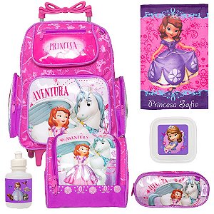 Mochila Feminina Escolar Princesa Sofia de Rodinha + Brindes