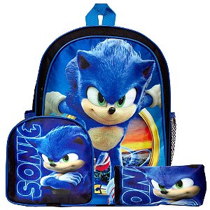 Mochila Masculina Sonic O Filme Costa Lancheira Estojo TN