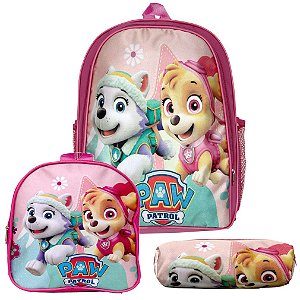 Mochila Menina Infantil Patrulha Canina Lancheira Estojo