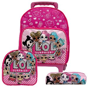 Mochila Menina Infantil P LOL Surprise Lancheira Estojo Rosa