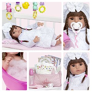 Boneca Bebe Reborn Ursa Charme Branco Cegonha Reborn Dolls - USA Magazine