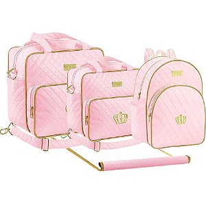 Kit Bolsa Maternidade Plike Baby Rosa com Trocador