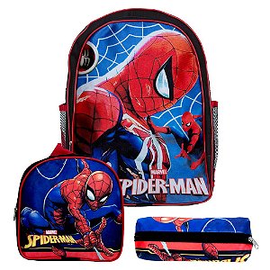 Mochila Infantil Masculina Costa Spider Man Lancheira Estojo