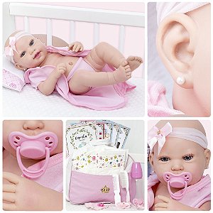 Boneca Bebê Reborn Realista Lara Rosa Cegonha Dolls Menina Morena Com 53cm  na Americanas Empresas